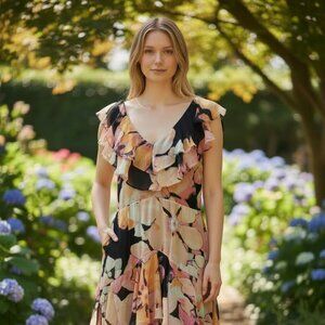 Wayf Floral ''Chelsea" Tiered Ruffle Maxi Dress